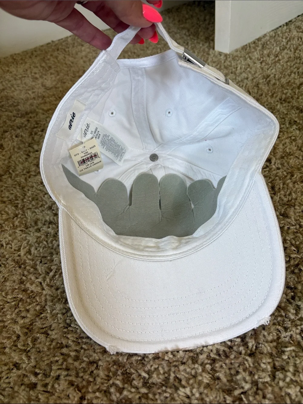 NWT Aerie LOVE Pride White Adjustable Baseball Cap with Rainbow Embroidery